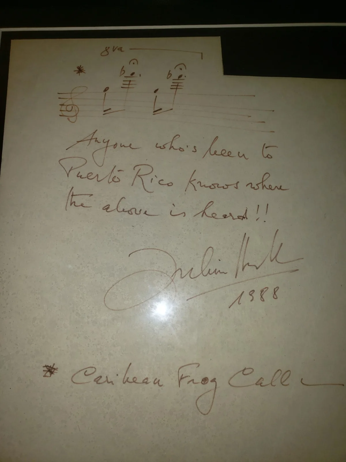 SIGNED ZUBIN MEHTA " Caribbean Frog Call " 1988 Puerto Rico musical song notes, изображение 2