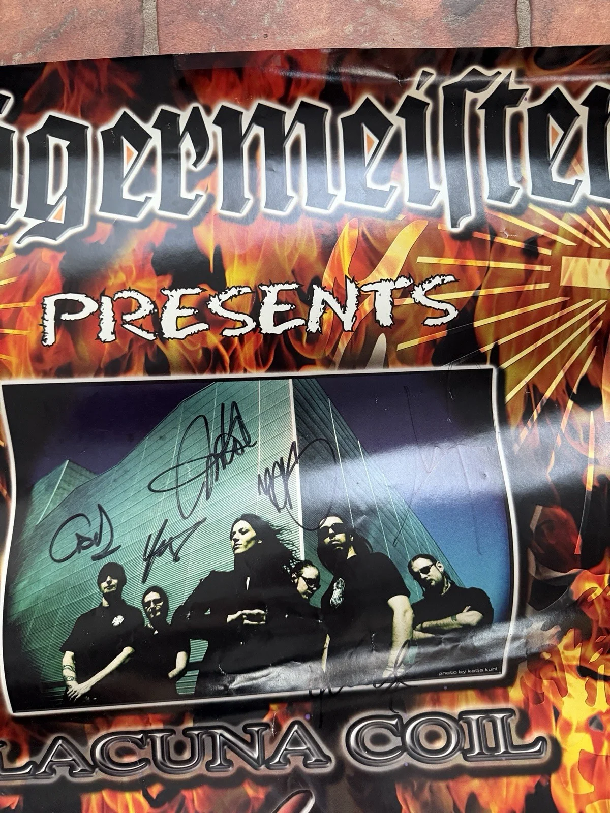 Lacuna Coil hand SIGNED 2004 Jägermeister Music Tour Promo Poster COA Scabbia, изображение 3