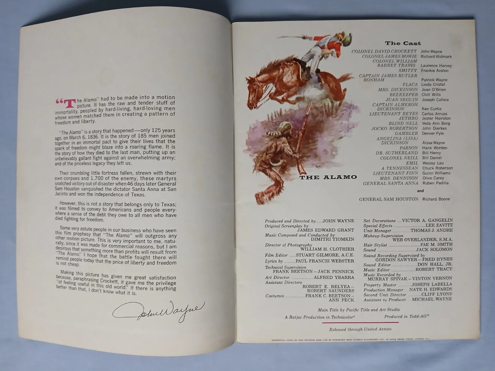 THE ALAMO (1960) original cinema souvenir brochure - John Wayne, изображение 2