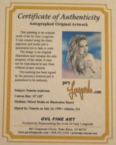 Gary Longordo Pamela Anderson Original Watercolor Dual Autographed Signed Pinup, image 3