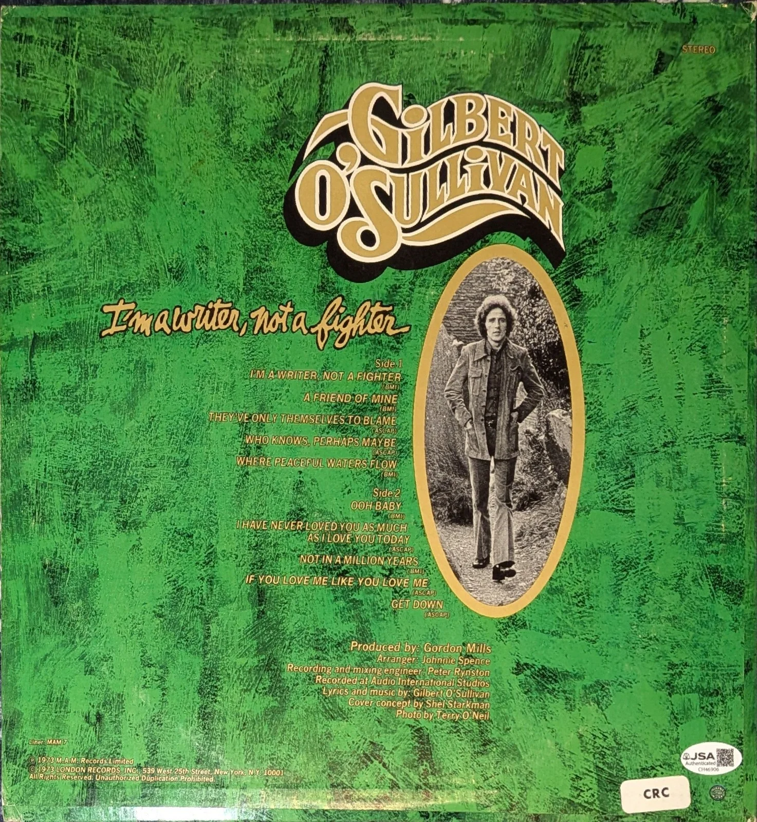 Gilbert O'Sullivan Signed Vinyl Album Record LP Autographed JSA COA Music, image 2
