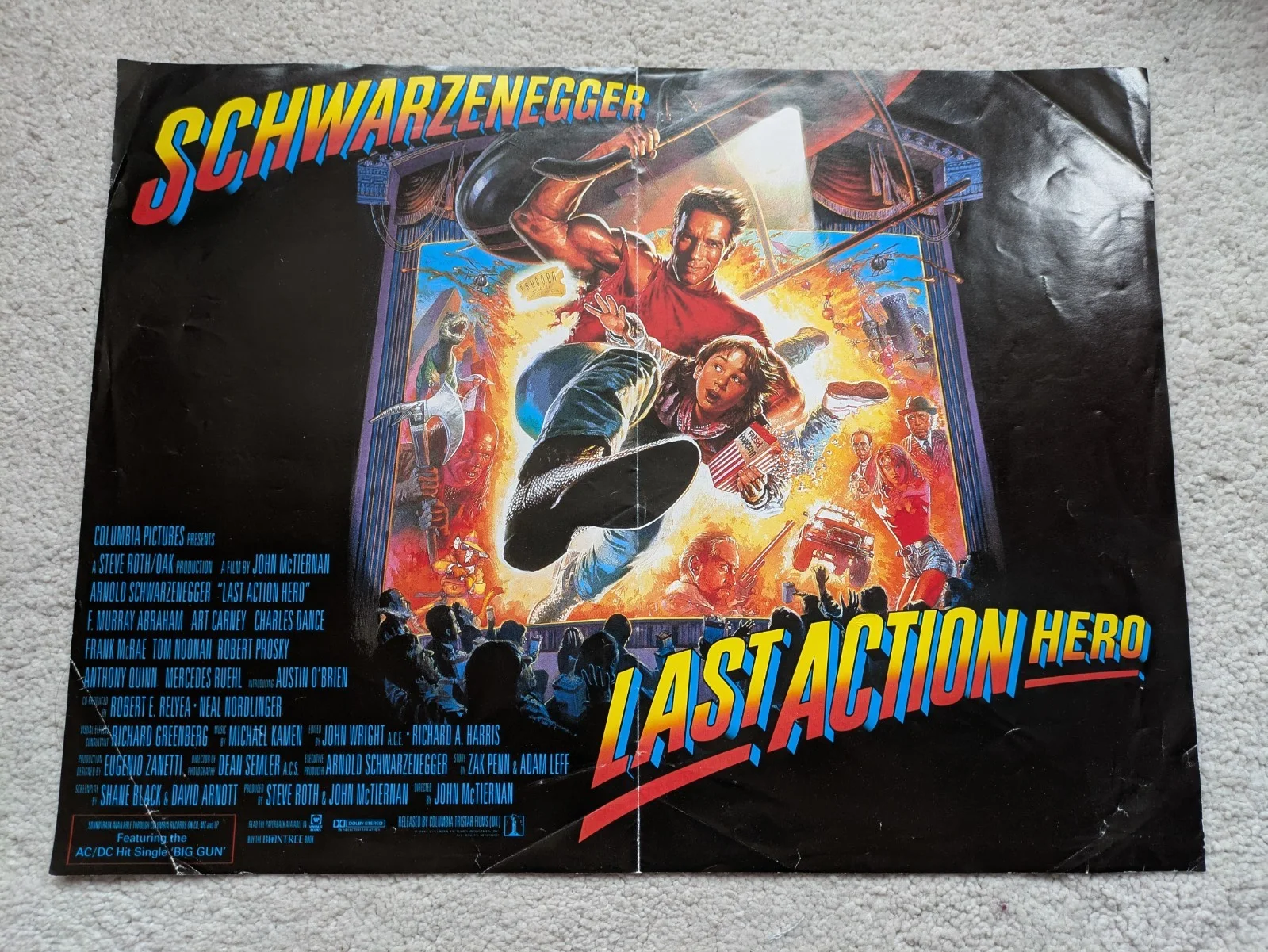 LAST ACTION HERO Arnold Schwarzenegger Promo Mini Poster 16"x12" 1993, изображение 2