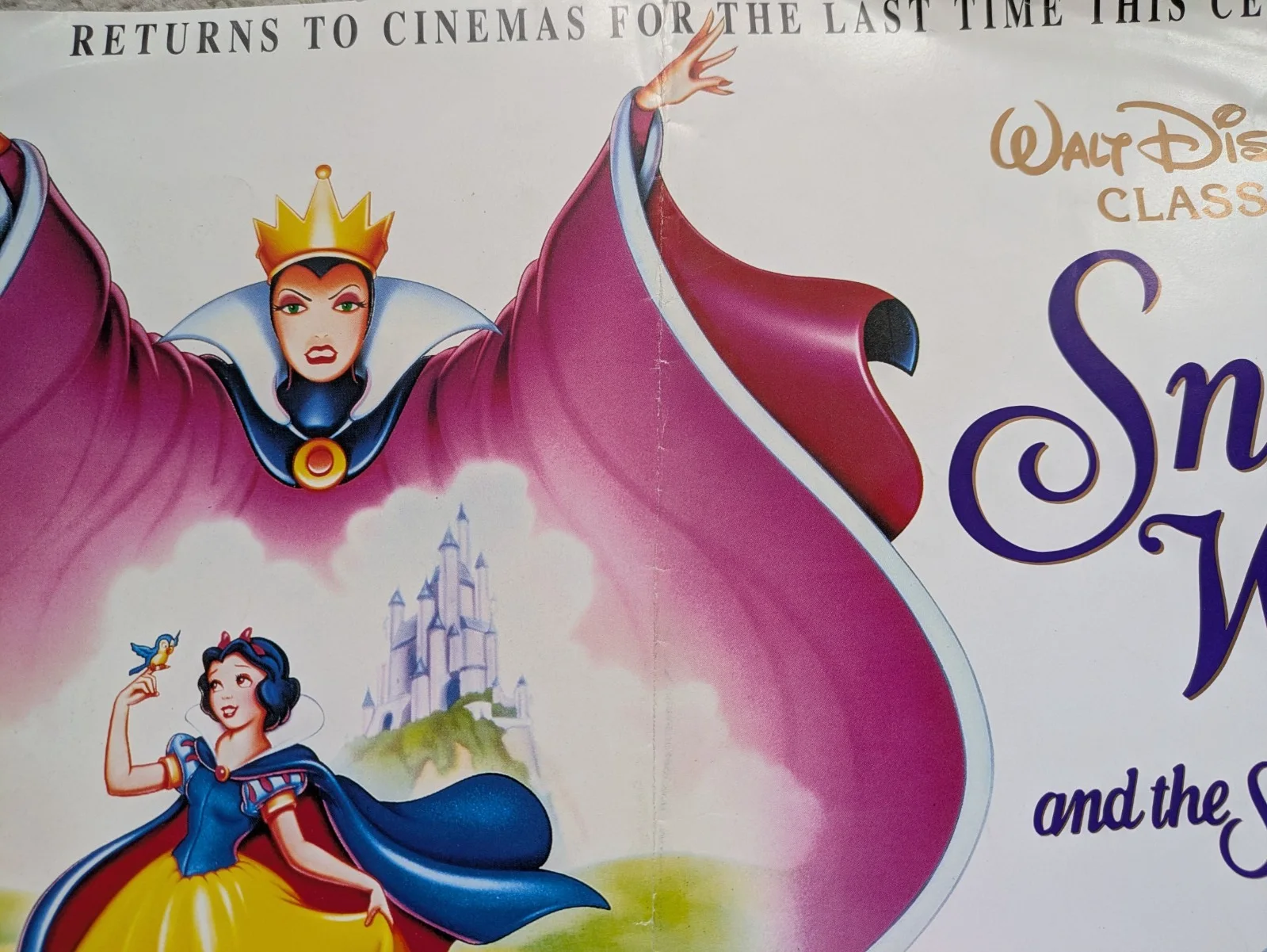 SNOW WHITE & THE SEVEN DWARFS movie Promo Mini Poster 16"x12" 1990S reissue, изображение 3