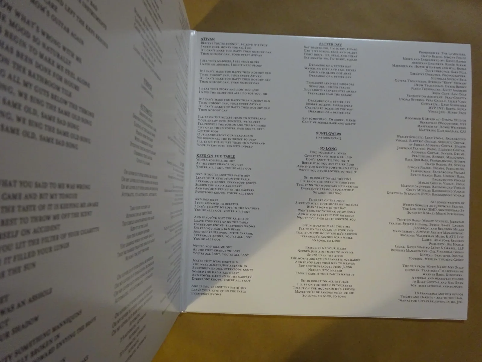 Signed The Lumineers Automatic Vinyl Album Cover Schultz & Fraites Beckett COA, изображение 5