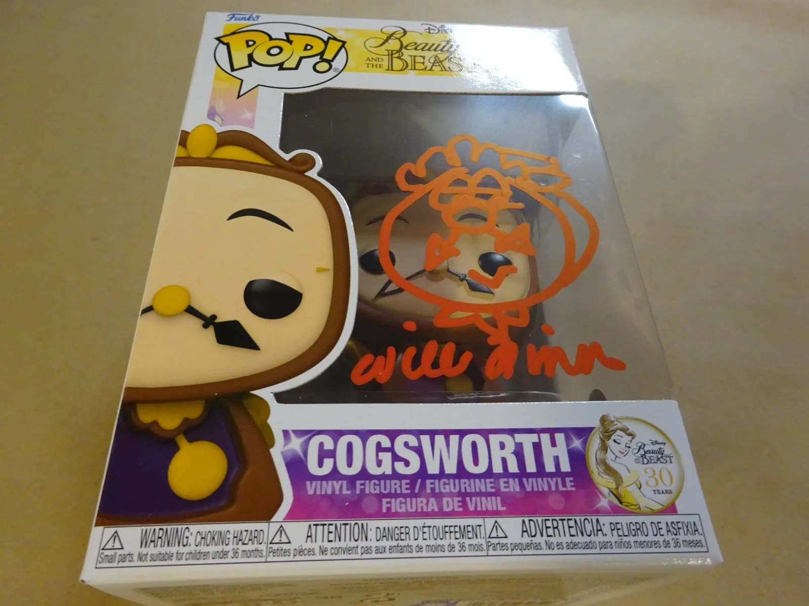 Will Finn — Signed & Sketched Will Finn Cogsworth Beauty And The Beast Funko Pop BAS COA, image 2