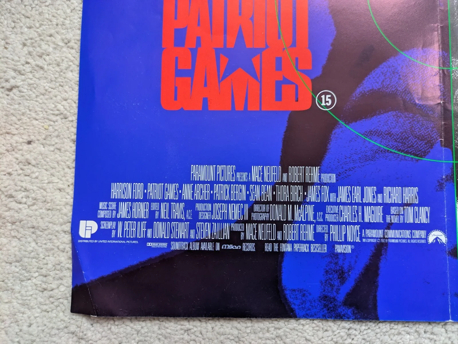 PATRIOT GAMES Harrison Ford movie Promo Mini Poster 16"x12" Good condition, изображение 5