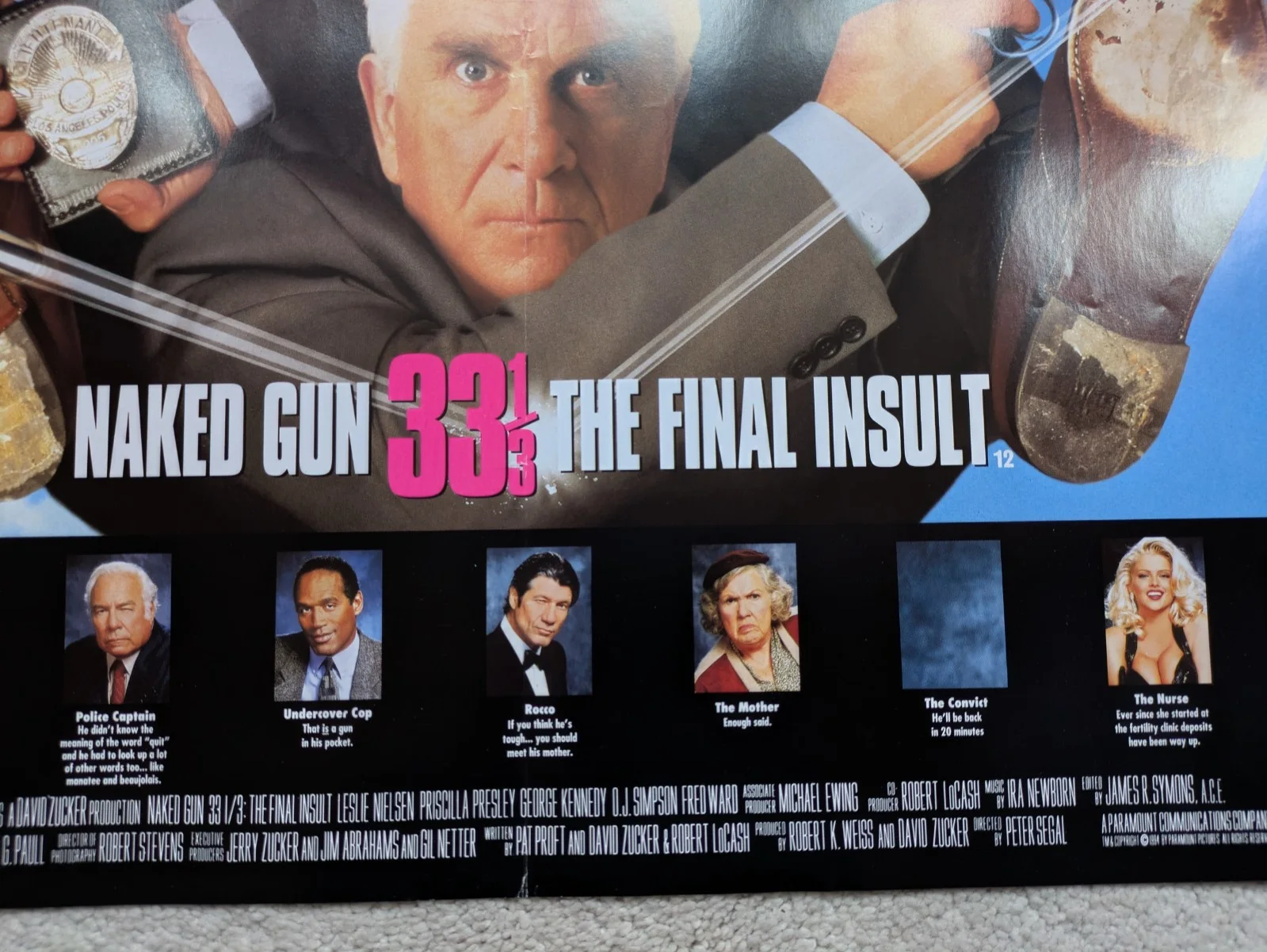NAKED GUN 3 1/3 FINAL INSULT movie Promo Mini Poster 16"x12" Good condition, изображение 4