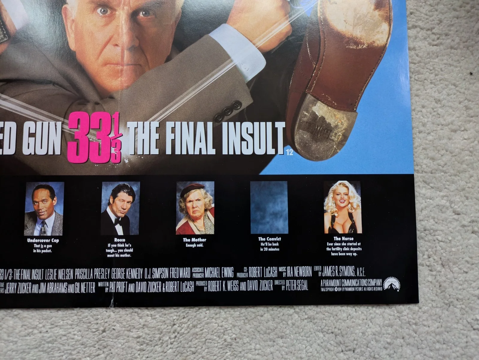 NAKED GUN 3 1/3 FINAL INSULT movie Promo Mini Poster 16"x12" Good condition, изображение 5