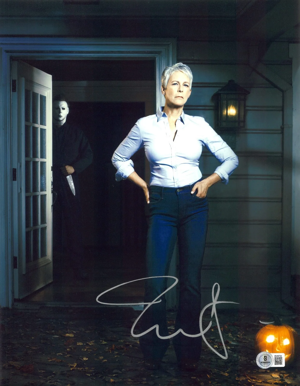 JAMIE LEE CURTIS — JAMIE LEE CURTIS SIGNED AUTOGRAPHED HALLOWEEN 11X14 PHOTO BECKETT BAS LAURIE