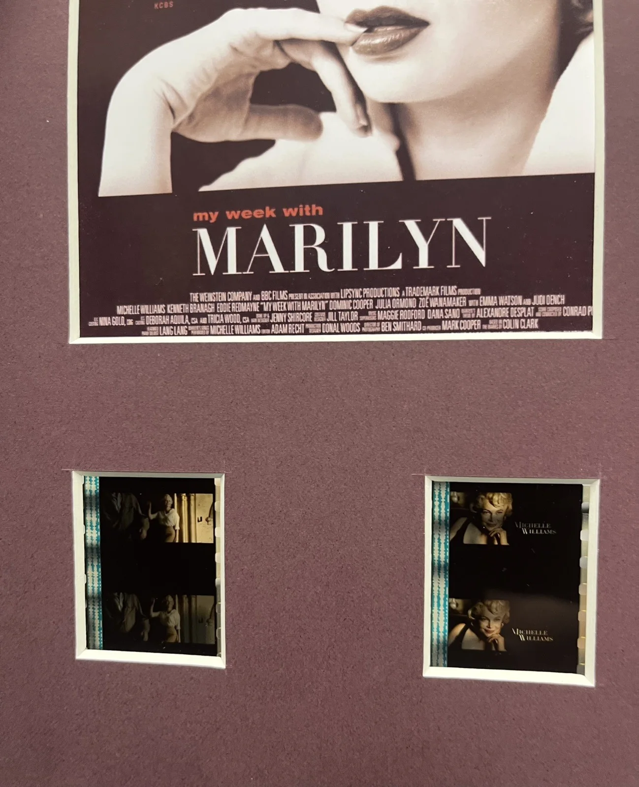 MY WEEK WITH MARILYN. 35mm Film Cell Mounted Display, image 3