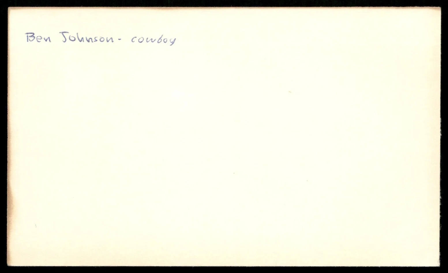 Actor Ben Johnson Signed Index Card Auto -RARE Vintage Autograph, image 2