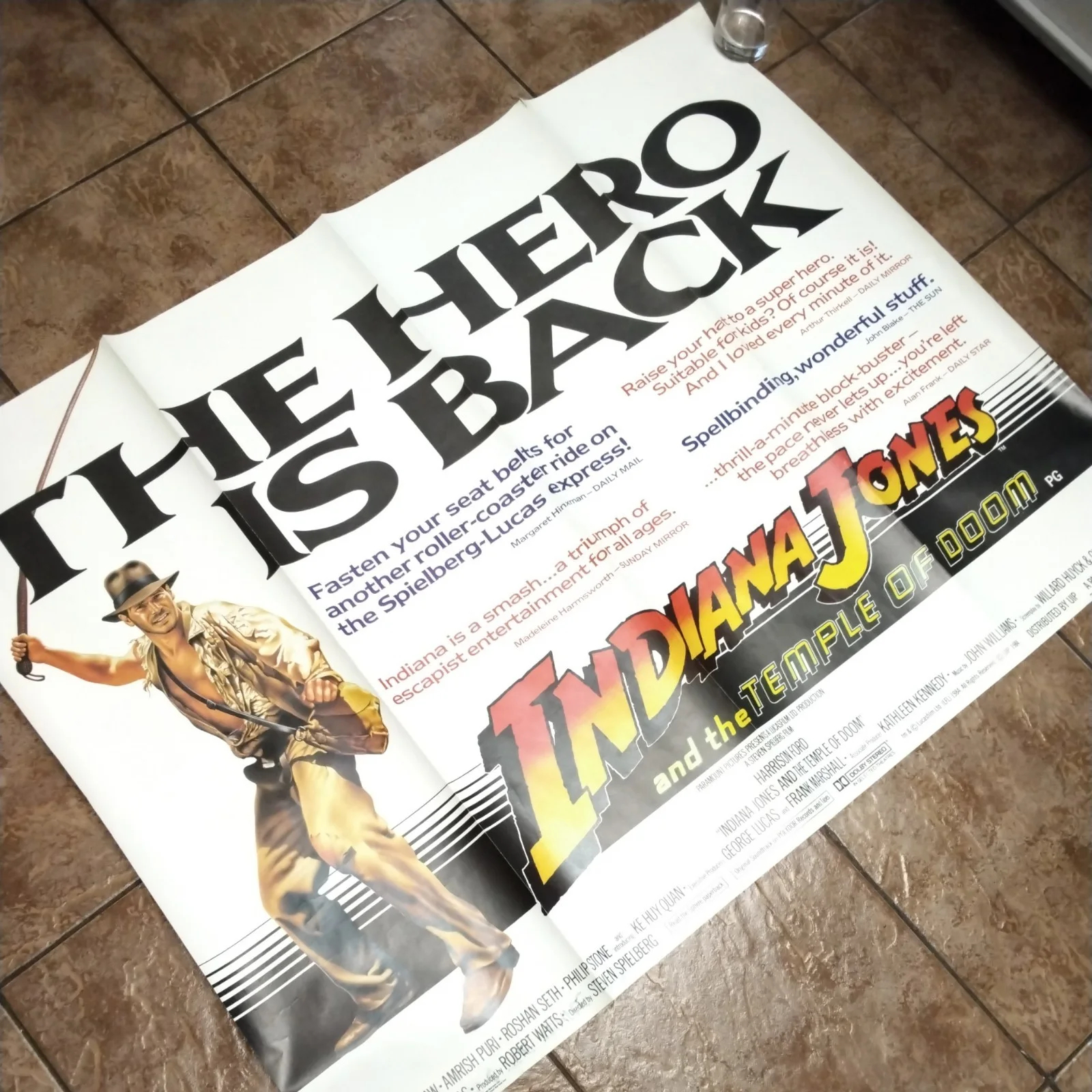 Indianna Jones Temple Of Doom Original Vintage Quad Poster, изображение 3
