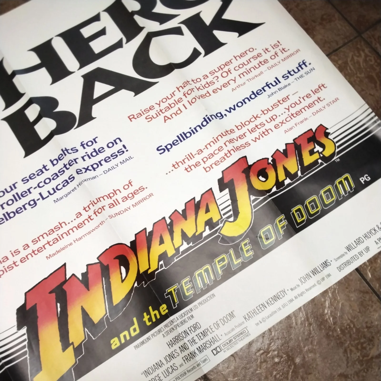 Indianna Jones Temple Of Doom Original Vintage Quad Poster, изображение 5