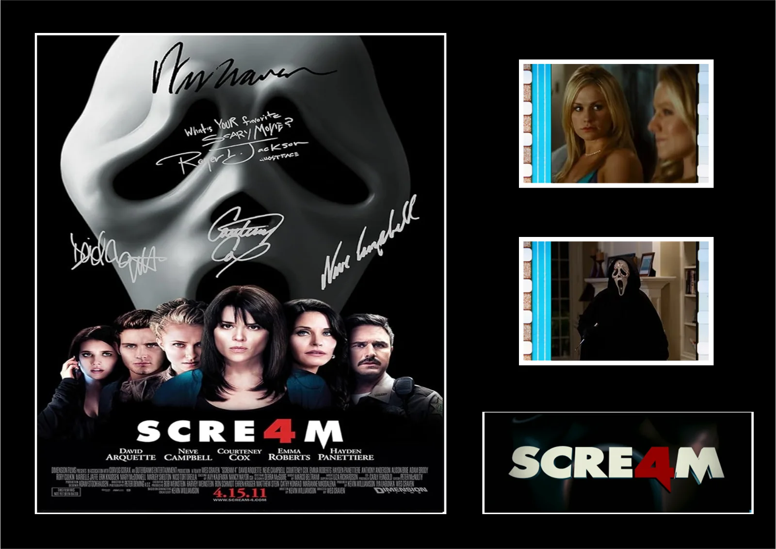 Scream 4 film cell display Amazing Cast Signed collectable. With COA, image 3