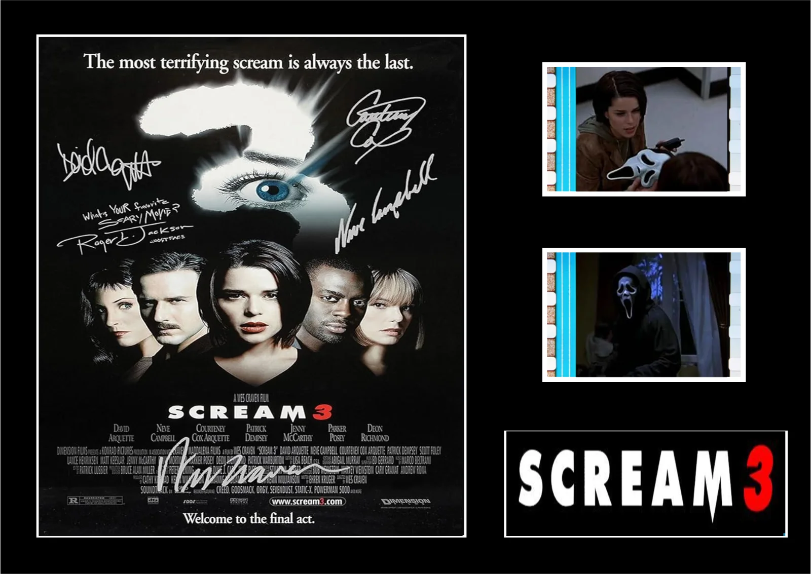 Scream 3 film cell display Amazing Cast Signed collectable. With COA, image 3
