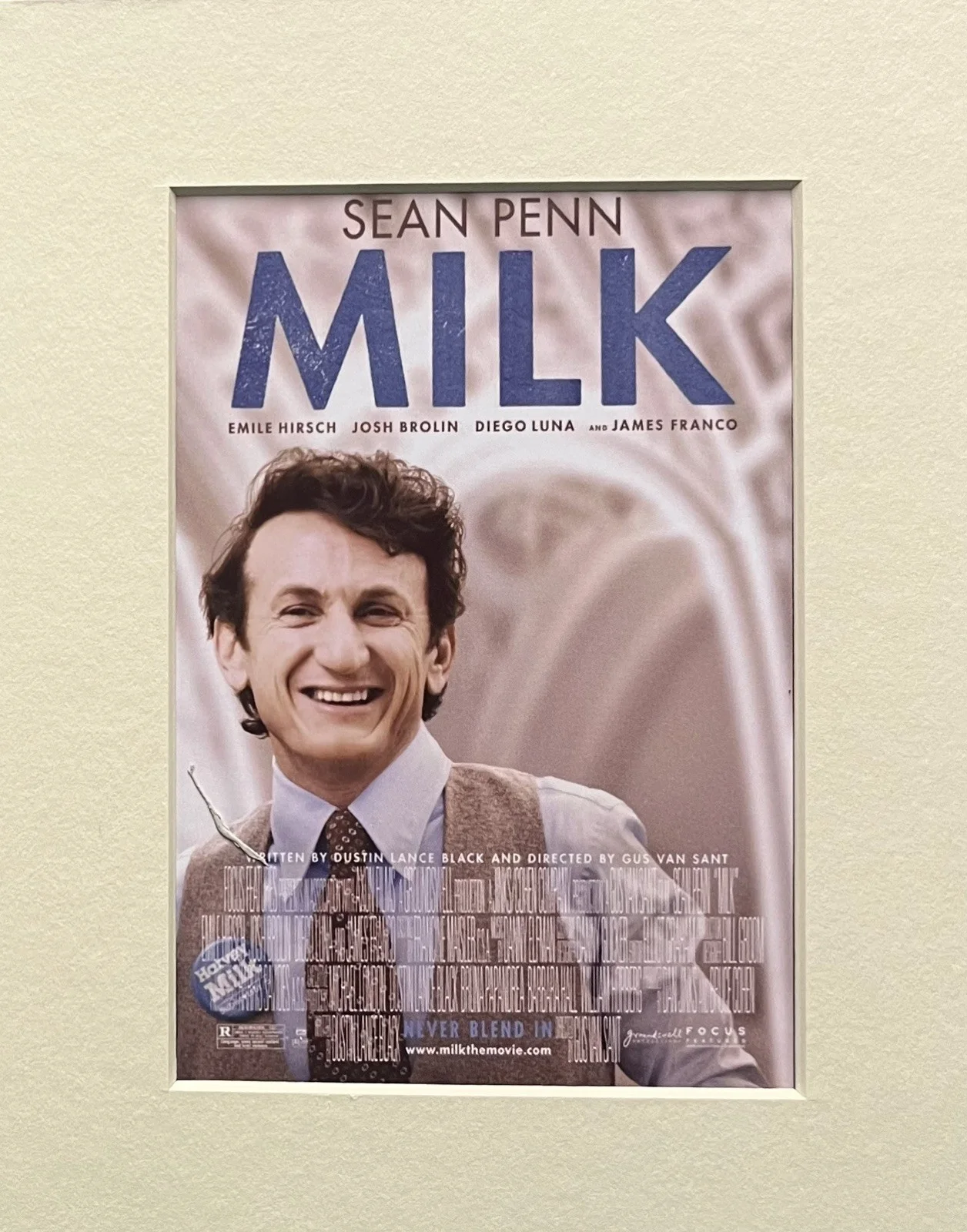 MILK Sean Penn. 35mm Film Cell Mounted Display, image 2