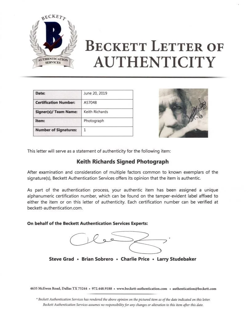 Keith Richards — Keith Richards Signed Autograph 11x14 Photo - Rolling Stones Rebel Beckett COA, image 2