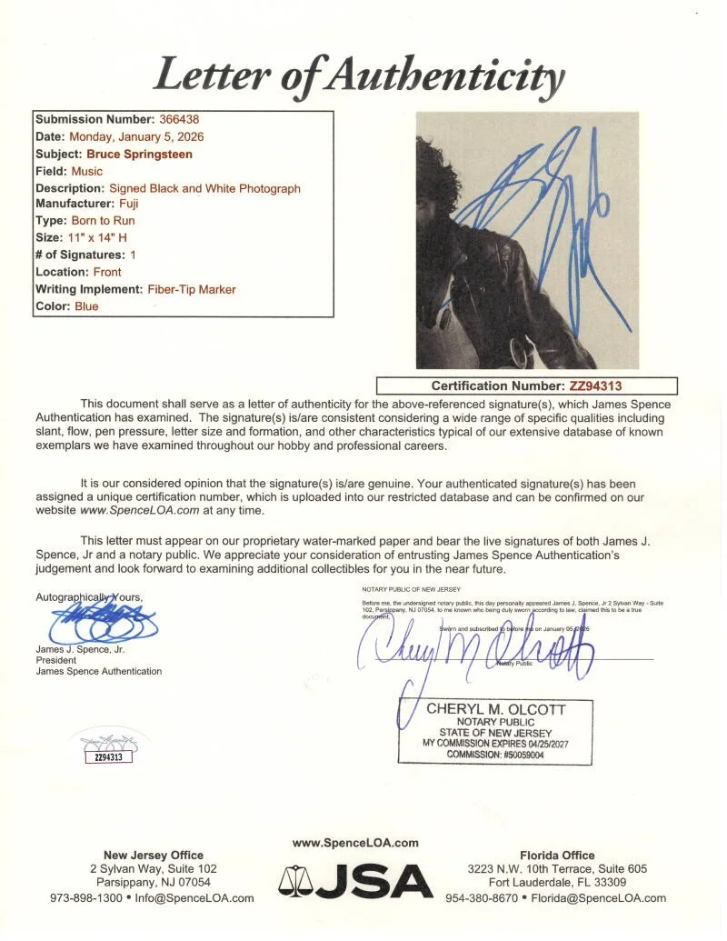 Bruce Springsteen — Bruce Springsteen Signed Autograph 11x14 Born to Run Photo w/ Clarence JSA COA, image 2