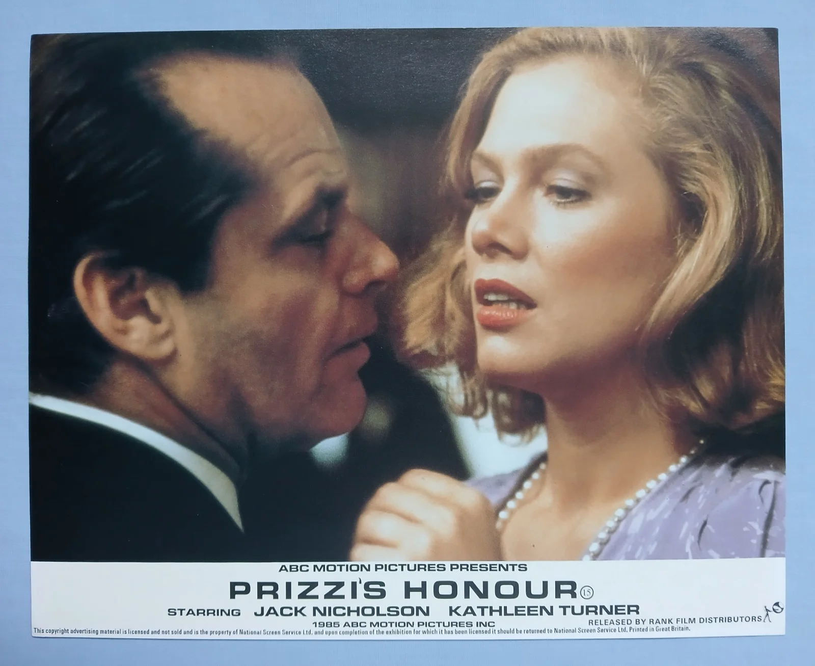 PRIZZI'S HONOUR (1985) set 8 original UK foh lobby cards - Jack Nicholson, изображение 2