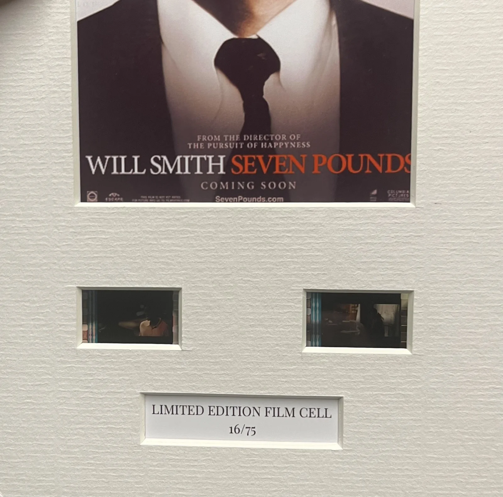 SEVEN POUNDS Will Smith . 35mm Film Cell Mounted Display, image 3