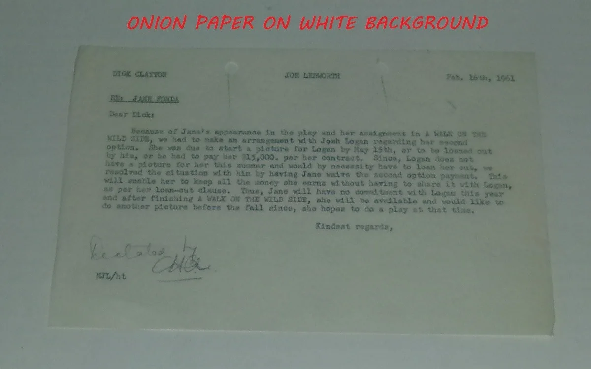 JANE FONDA Monetary Conclusion Of Cancellation Of Contract For The Film PARRISH, изображение 3