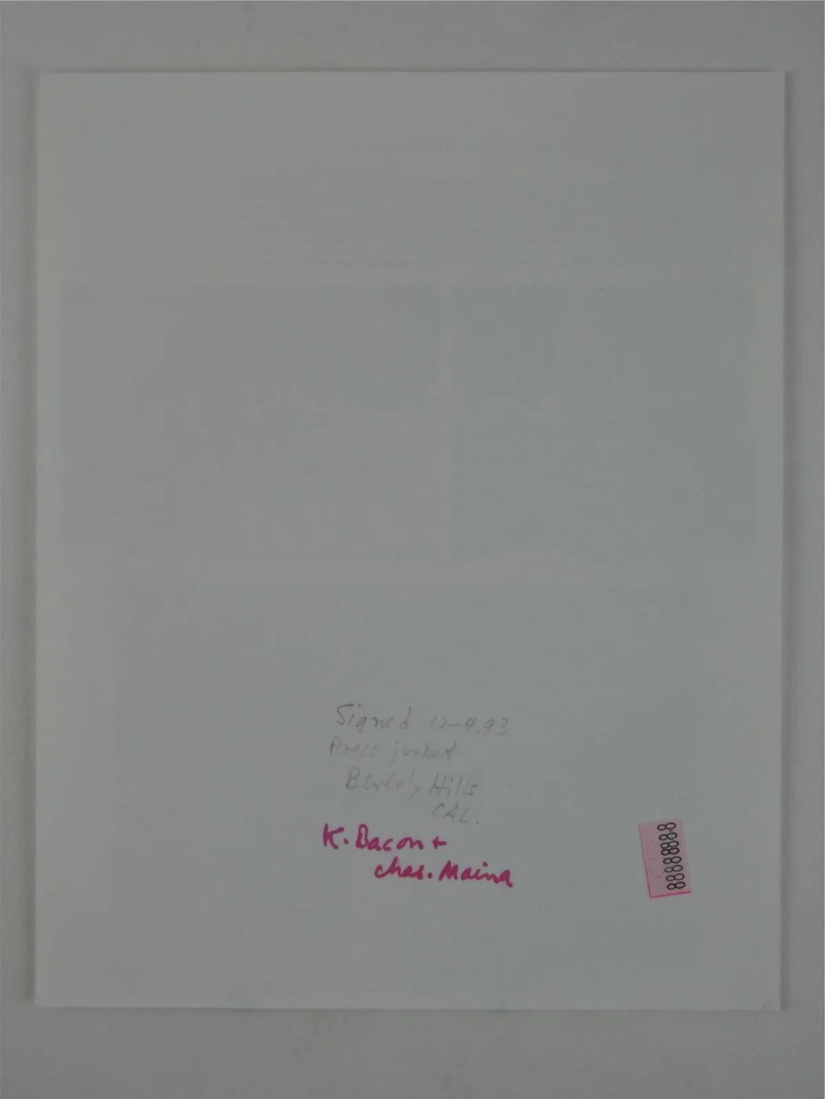 Kevin Bacon — Kevin Bacon Charles Gitonga Maina Signed B&W 8x10 Promo Photo The Air Up There, image 3