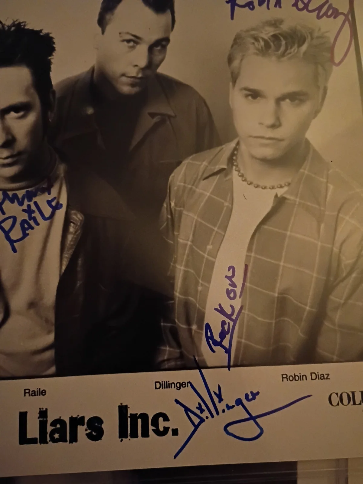 Liars Inc. Signed 8x10 band promo photo Columbia Records, изображение 2