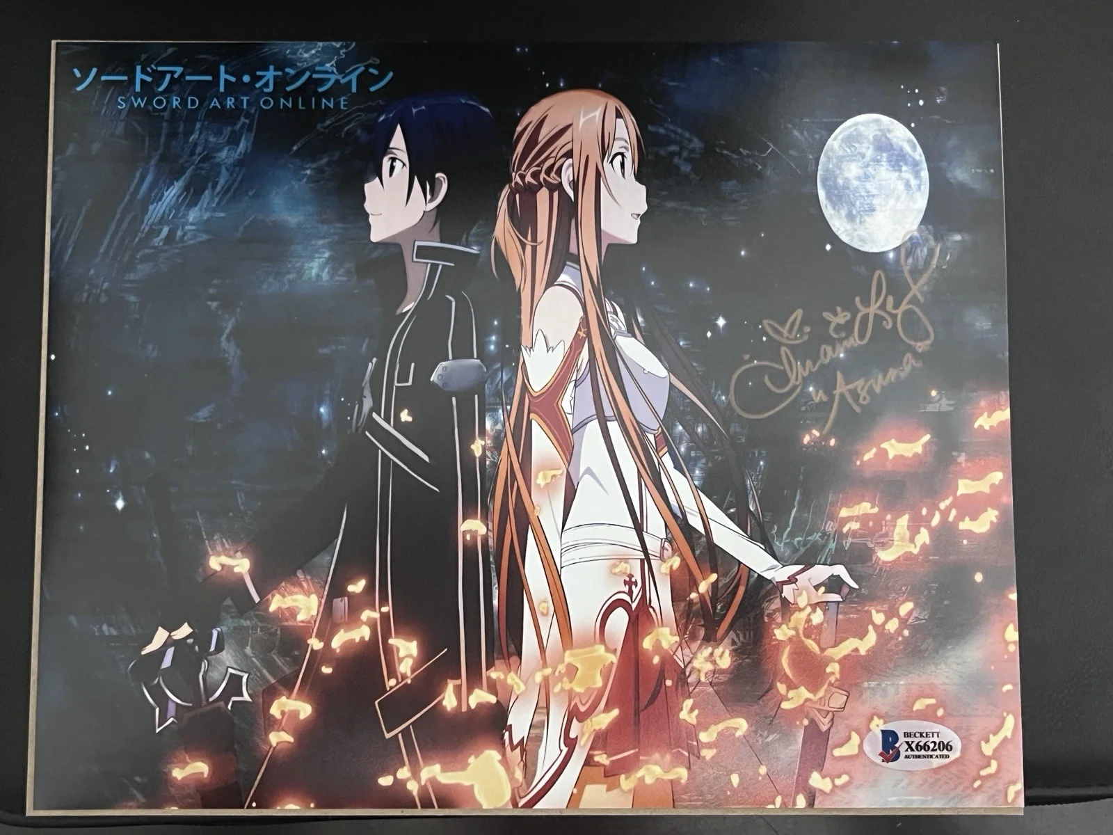 Sword Art Online Asuna Autographed Print Cherami Leigh BAS Beckett, изображение 2