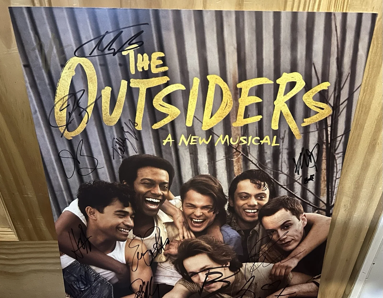 THE OUTSIDERS MUSICAL BRODY GRANT SIGNED X15 OBC POSTER WINDOW CARD, image 2