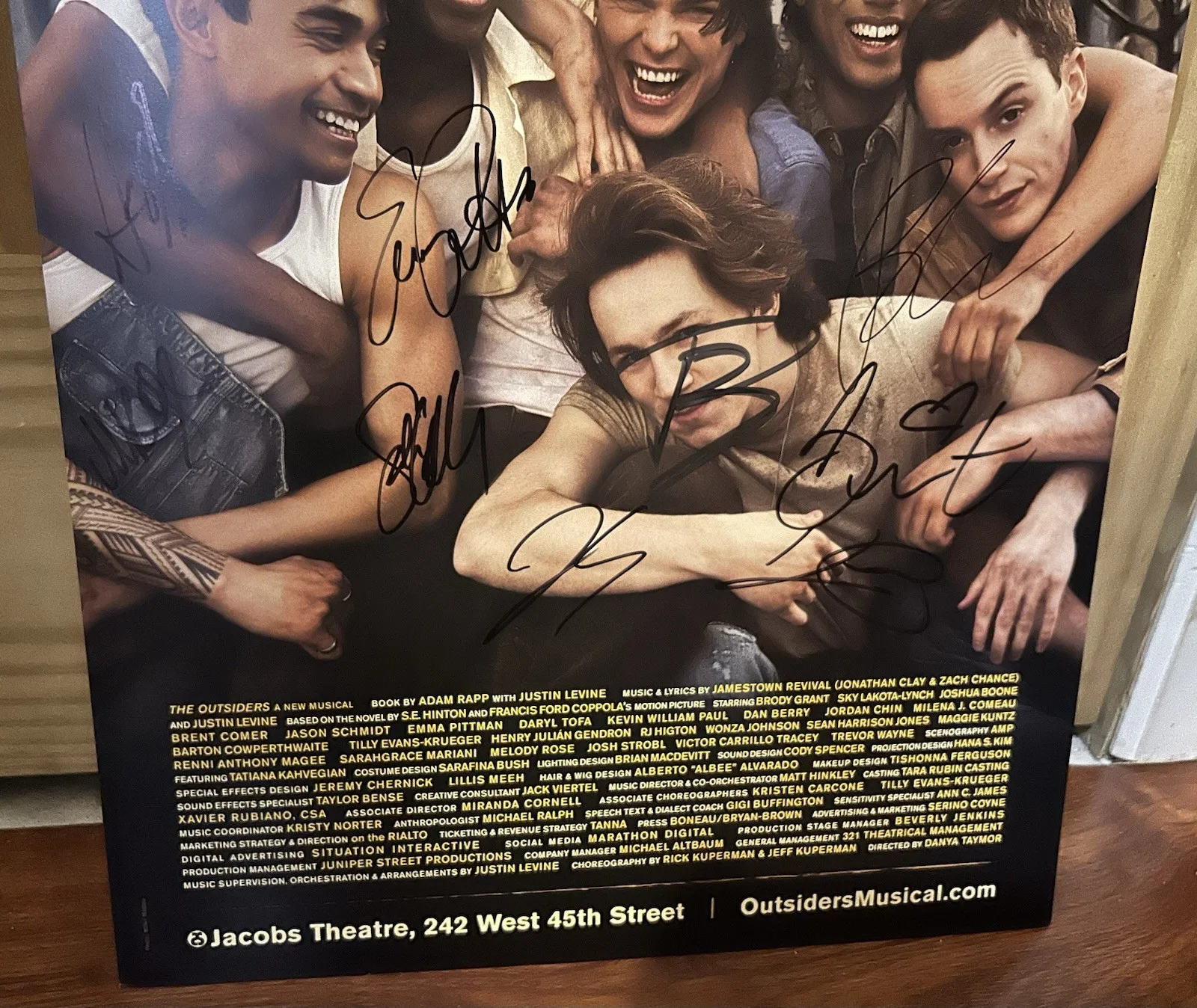 THE OUTSIDERS MUSICAL BRODY GRANT SIGNED X15 OBC POSTER WINDOW CARD, image 4