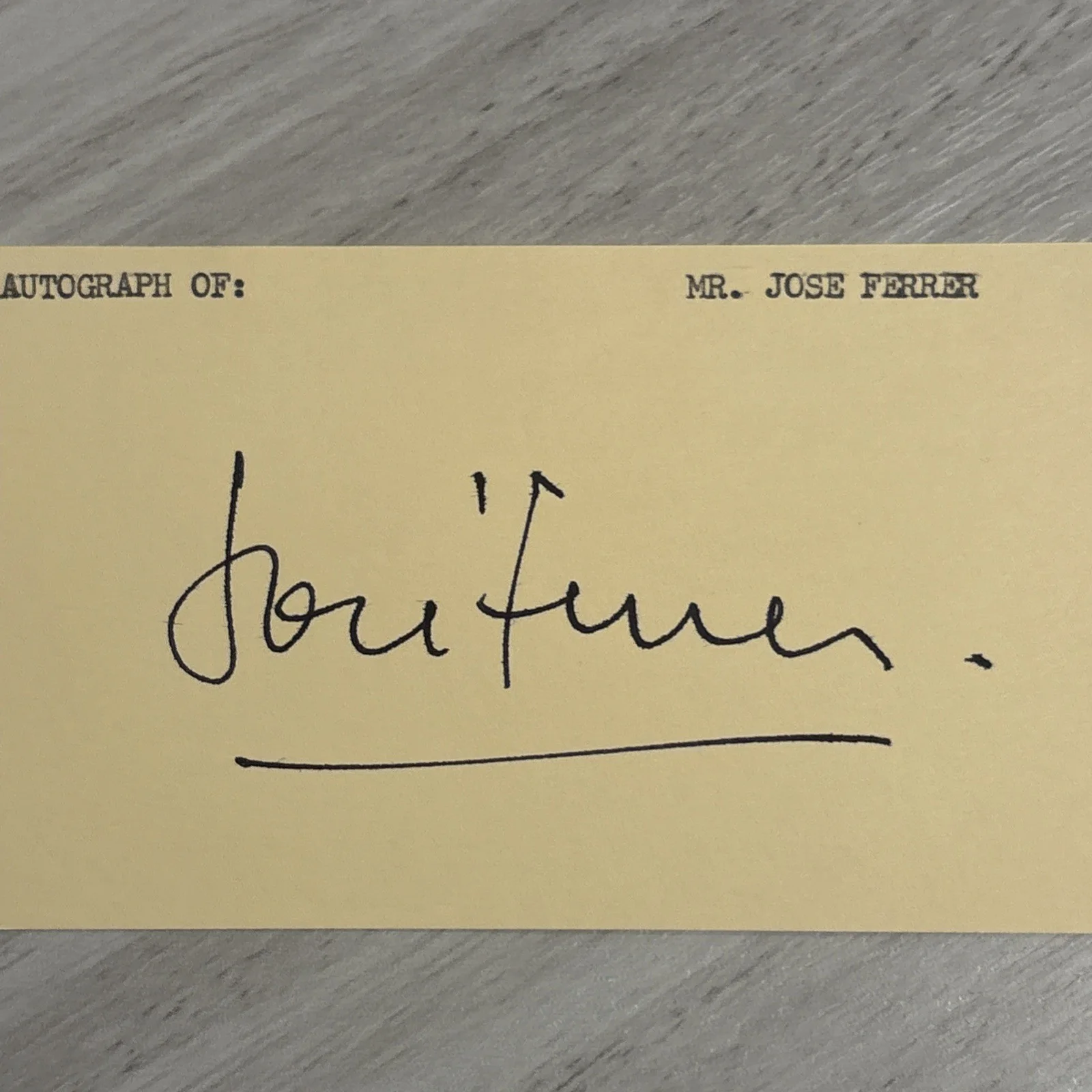 F - Jose Ferrer autographed card with COA, image 2