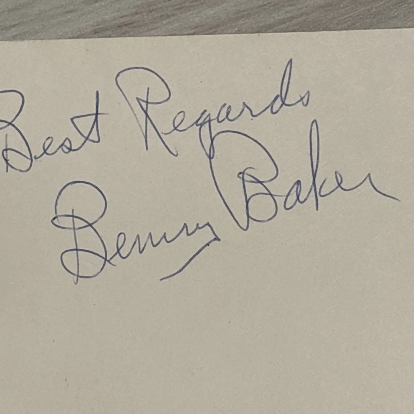 Benny Baker D.1994 Actor Signed 3" x 5" Index Card, image 2