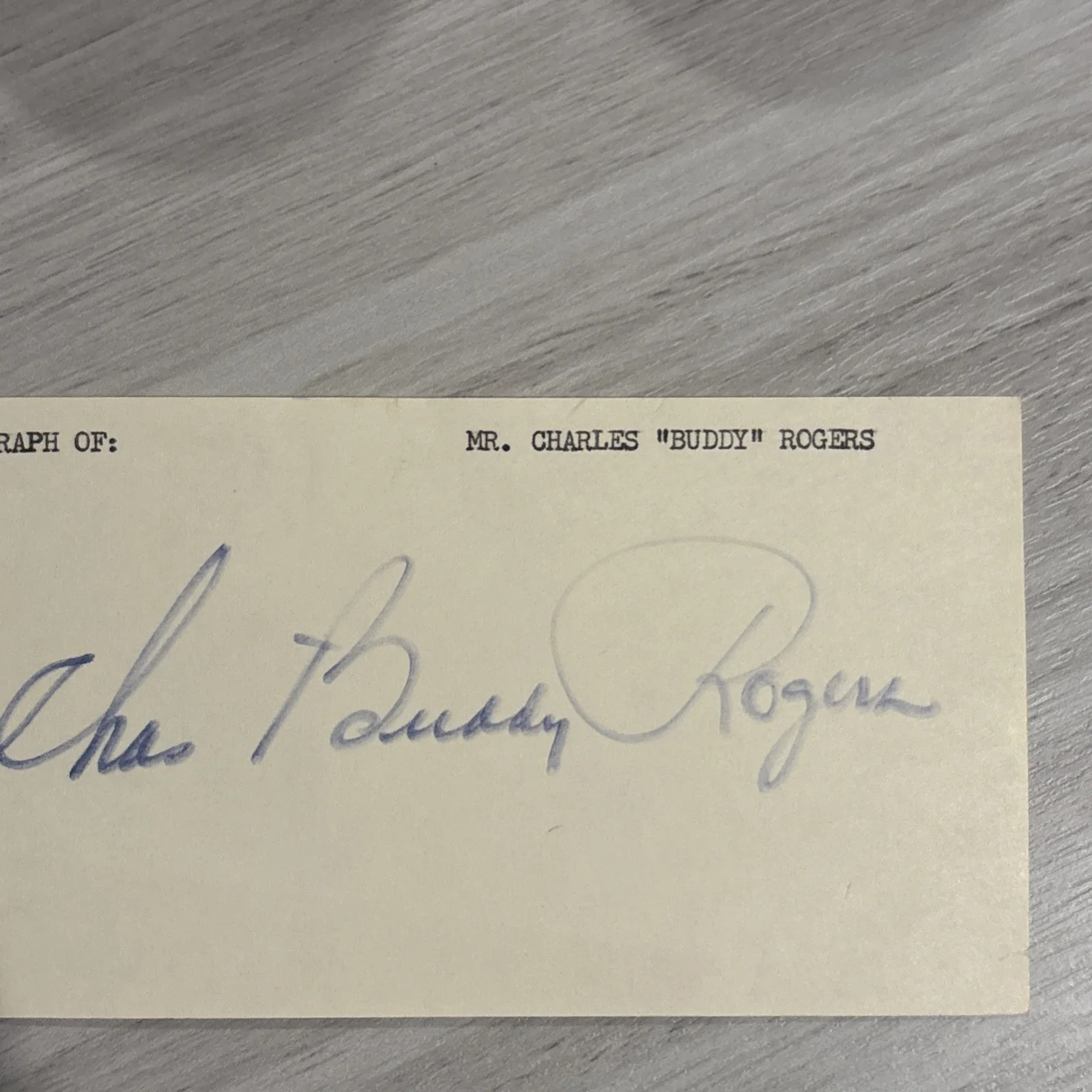 Charles Rogers — Charles Buddy Rogers Autographed 3x5 Index Card, изображение 2