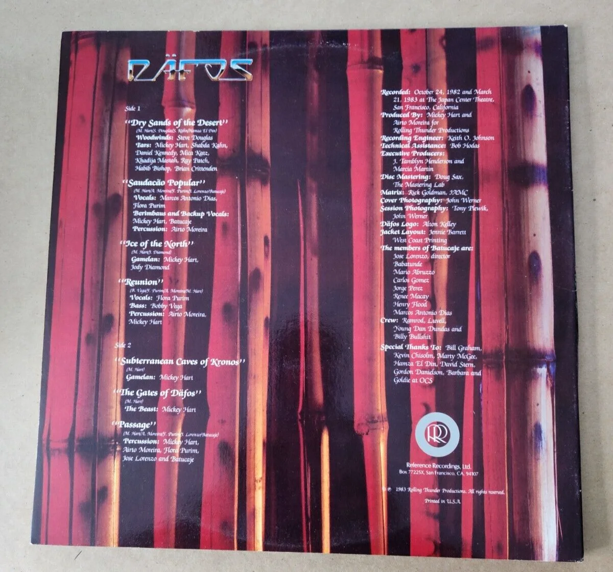 Mickey Hart Autographed Vinyl LP Album Dafos. Grateful Dead, image 3