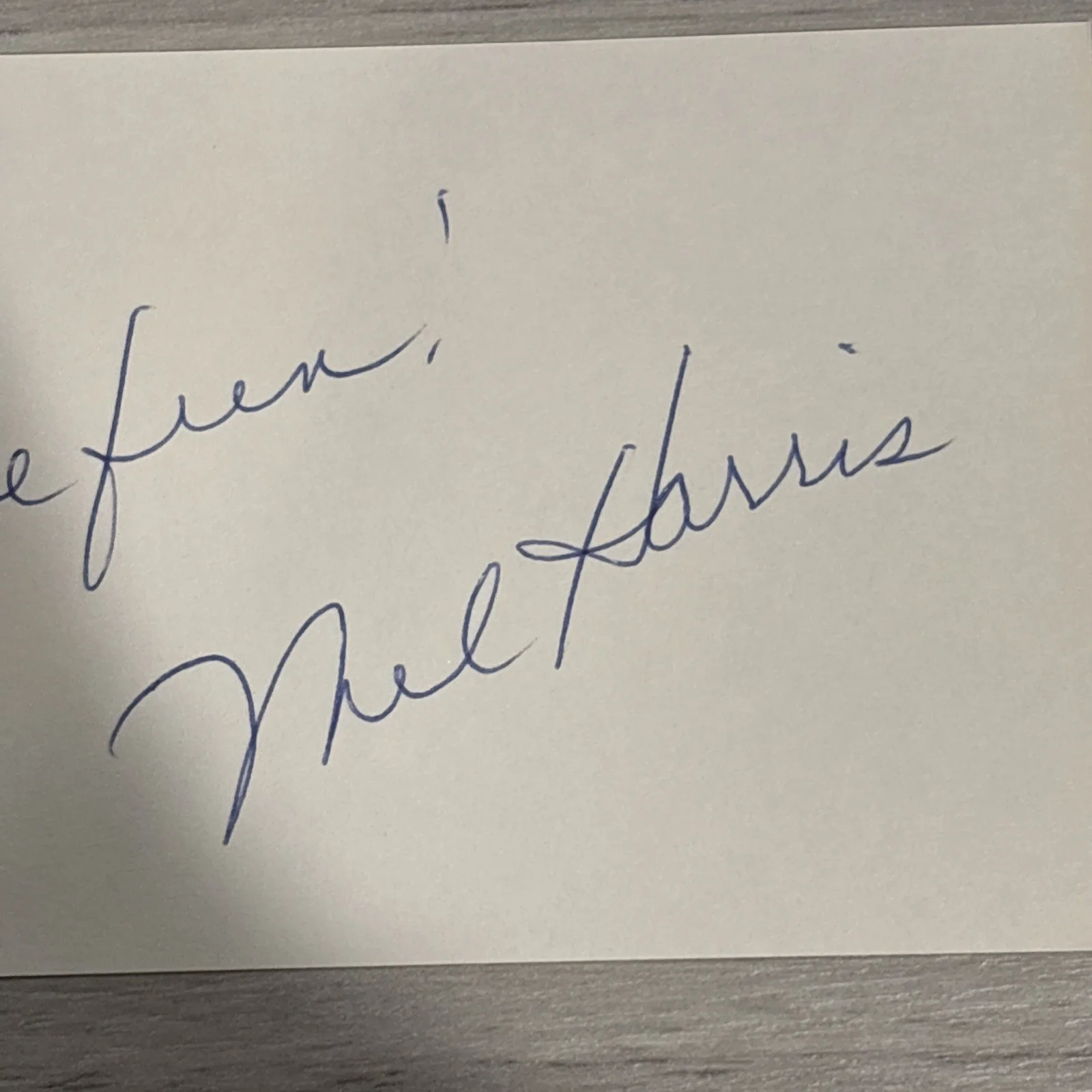 MEL HARRIS 30-SOMETHING Signed 3"x5" Index Card, image 2