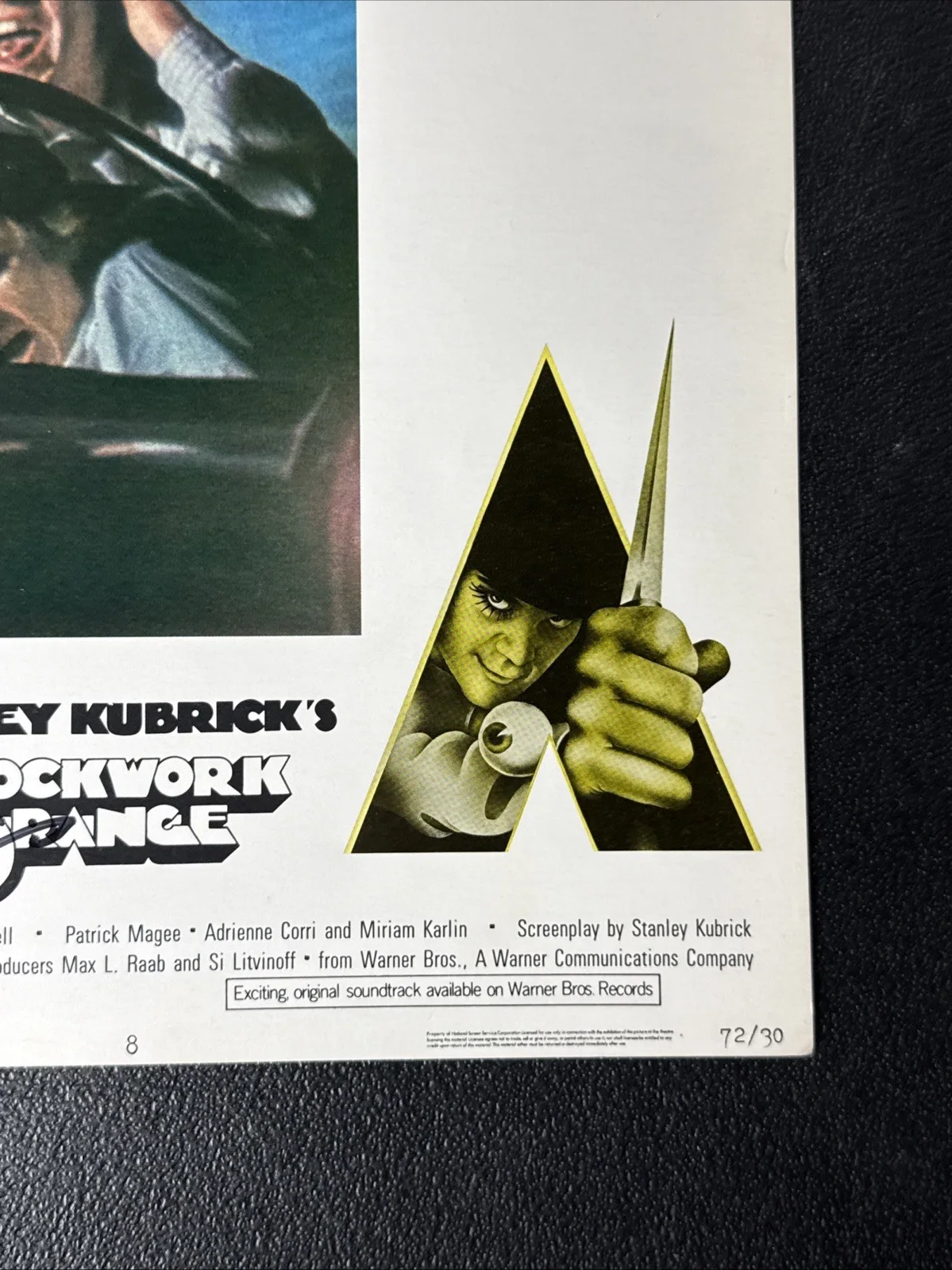 MALCOLM McDOWELL — Signed A Clockwork Orange Lobby Card Malcolm McDowell Stanley Kubrick 1972, image 4