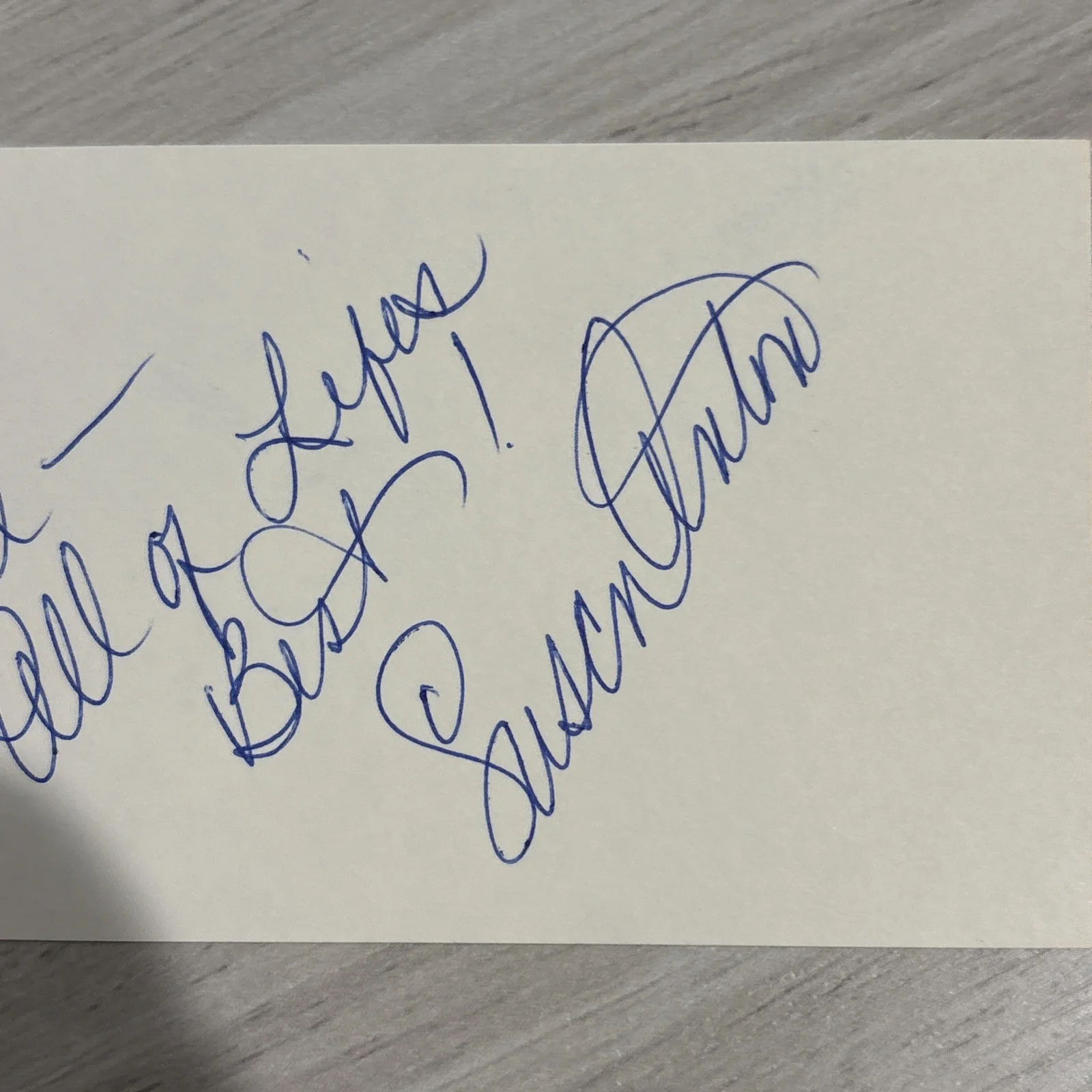 "Baywatch" Susan Anton Hand Signed 3X5 Card COA, image 2