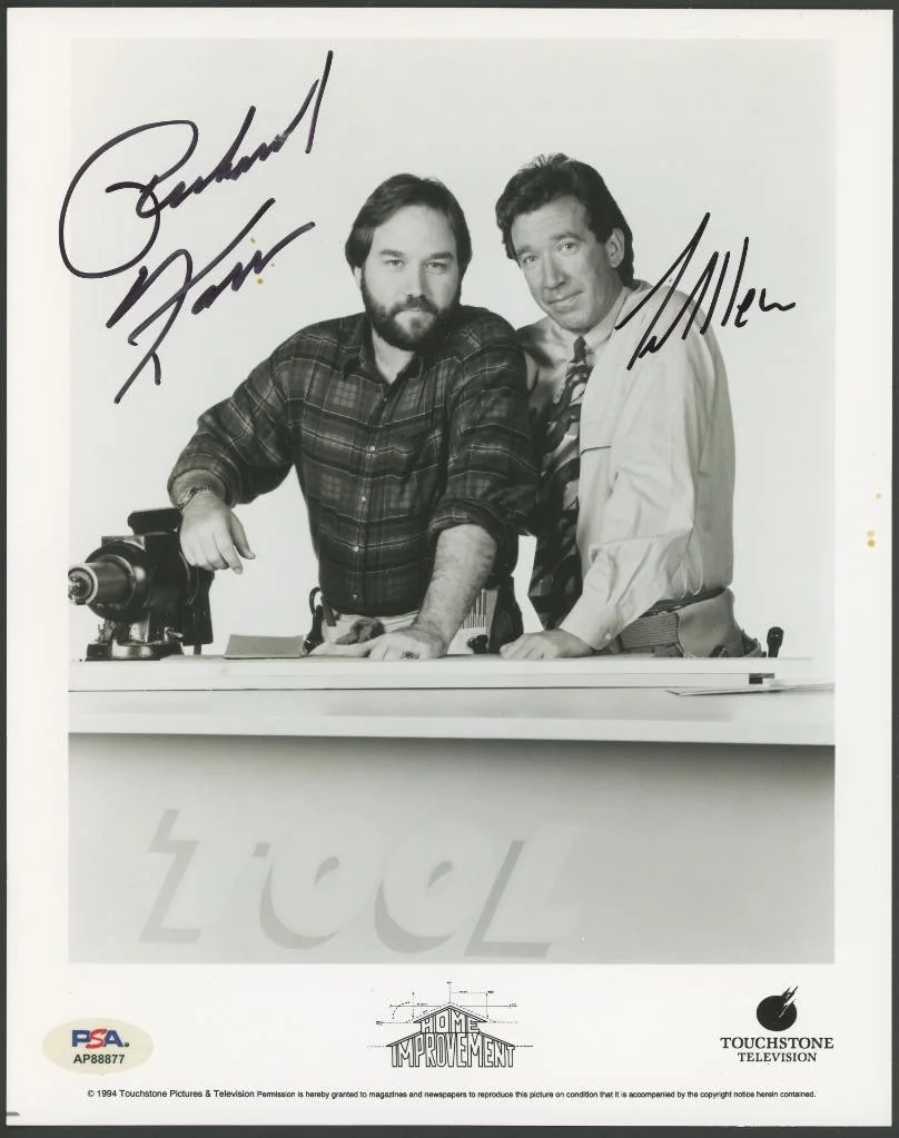 Tim Allen & Richard Karn — TIM ALLEN & Richard Karn signed 8x10 photo "Home Improvement" autograph PSA/DNA