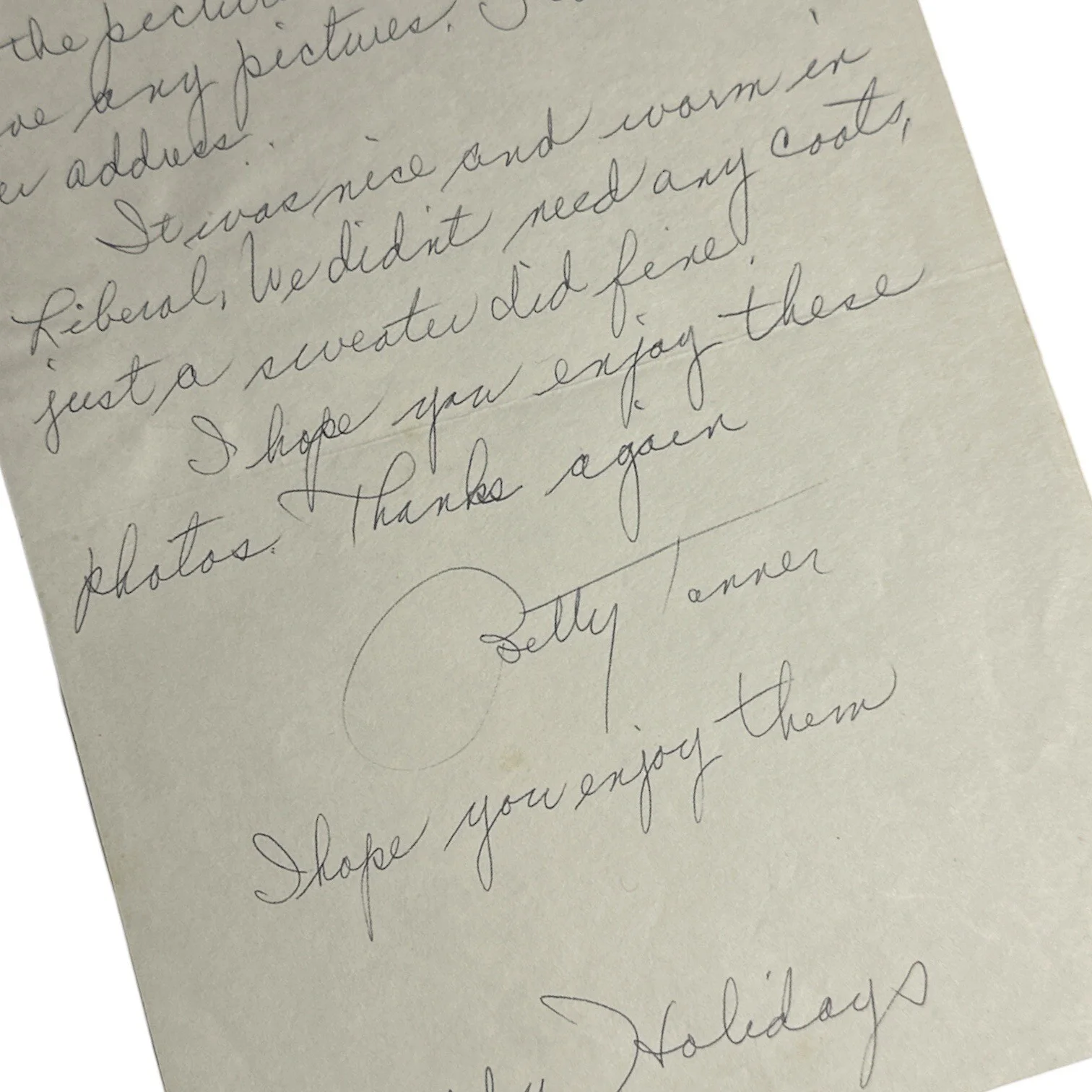 Betty Tanner — Betty Tanner (d. 1994) Handwritten Letter w/ Autograph Munchkin on Wizard of Oz!, image 2
