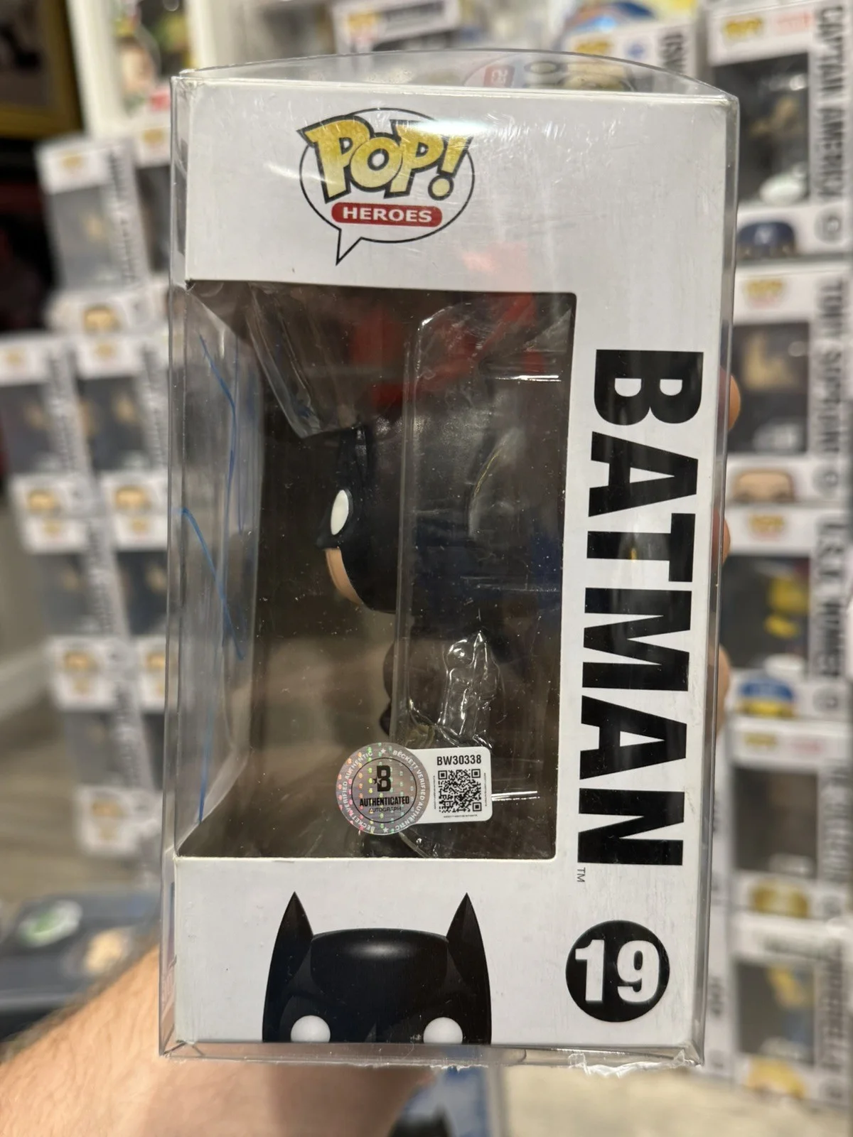 Christian Bale — Christian Bale Signed Funko Pop 19 Batman The Dark Knight Rises Beckett, image 2
