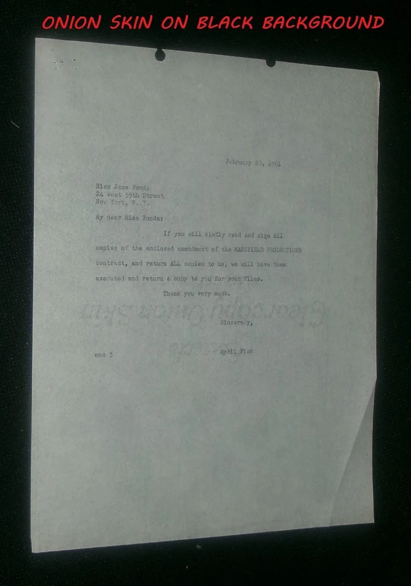 JANE FONDA Cover Letter Of Cancellation Of Contract For The Film PARRISH #2, изображение 2