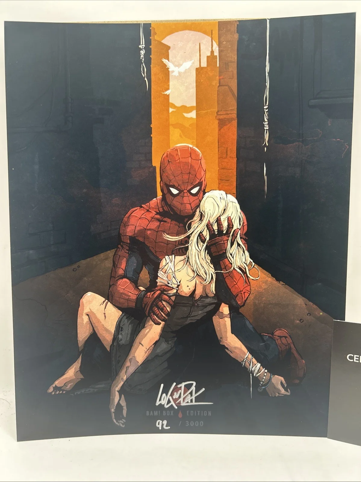 Logan Pack — Logan Pack Signed 8x10 BAM BOX Death of Gwen Stacy Print 224/3000 COA Spider Man, изображение 2