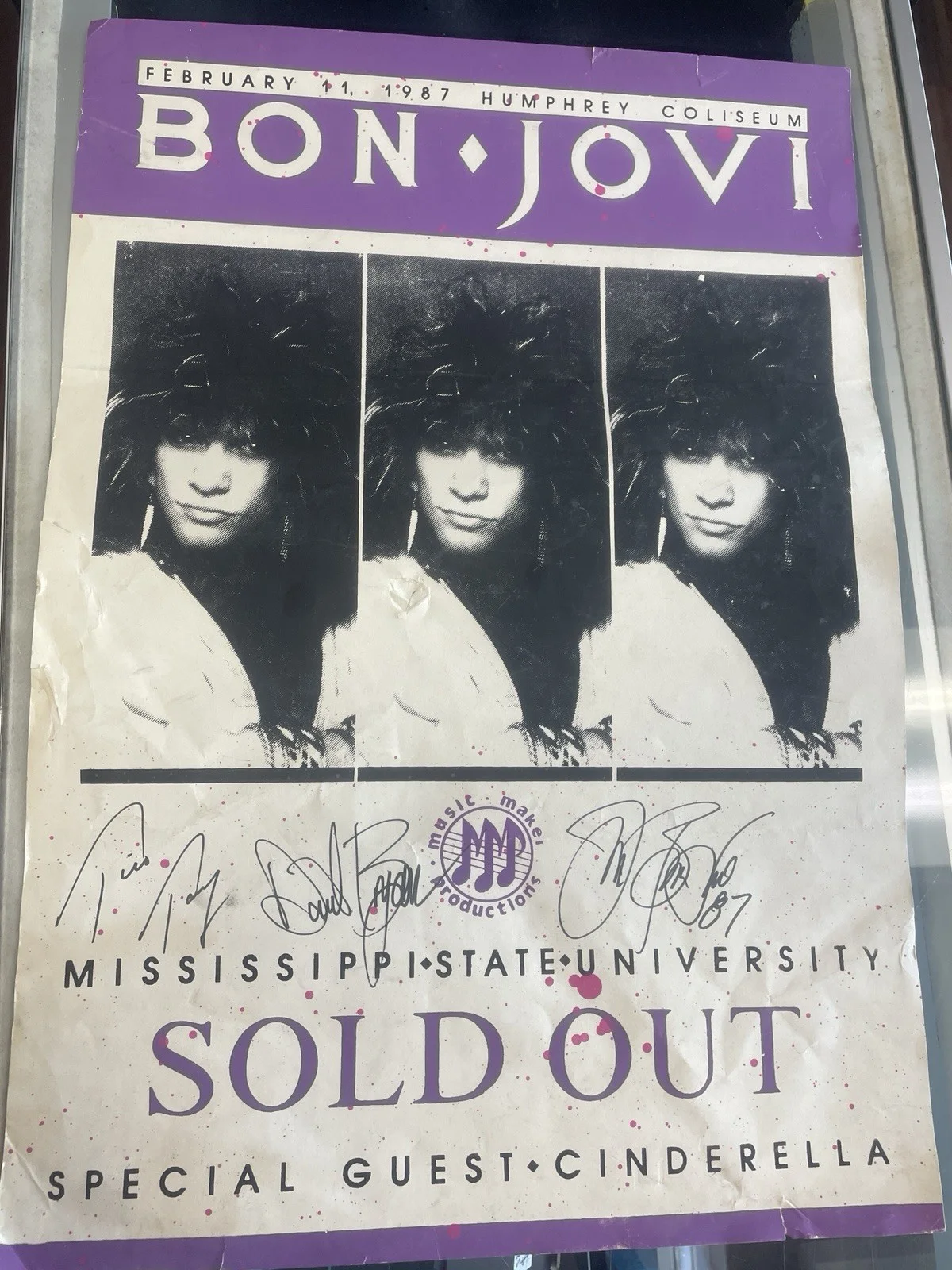 BON JOVI Original 1987 Poster Signed By Bon Jovi / Tico Torres / David Bryan, image 2