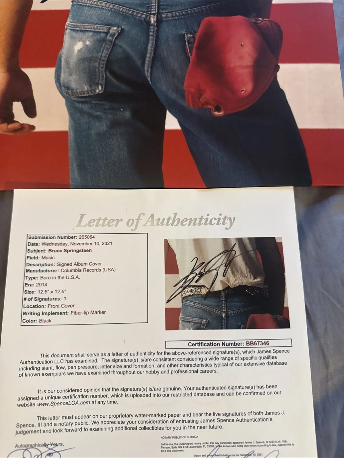 Bruce Springsteen Signed Born In The USA Vinyl JSA LOA Album Autograph The Boss, изображение 3