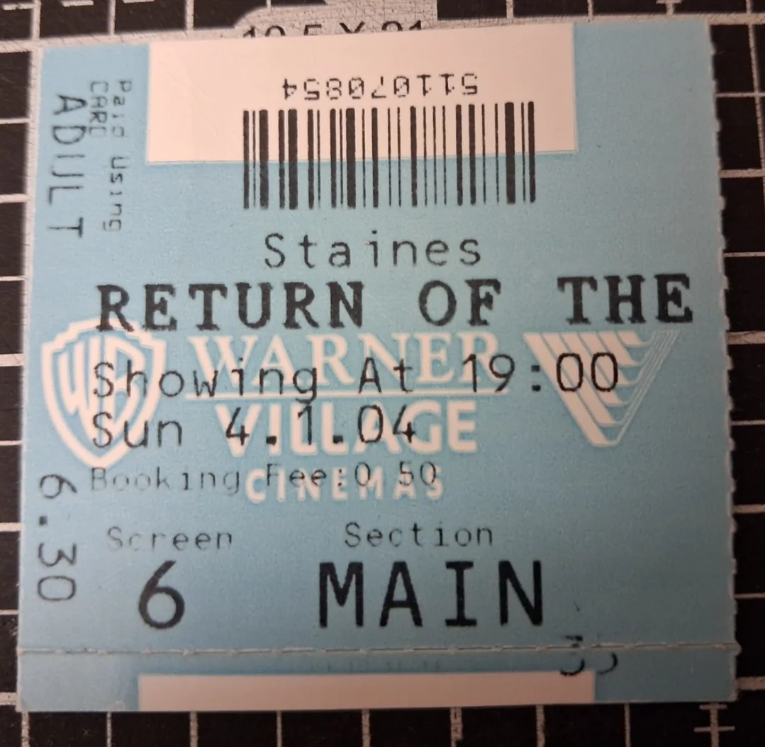The Lord of the Rings: The Return of the King Cinema Ticket Stub UK 04-01-2004, изображение 2