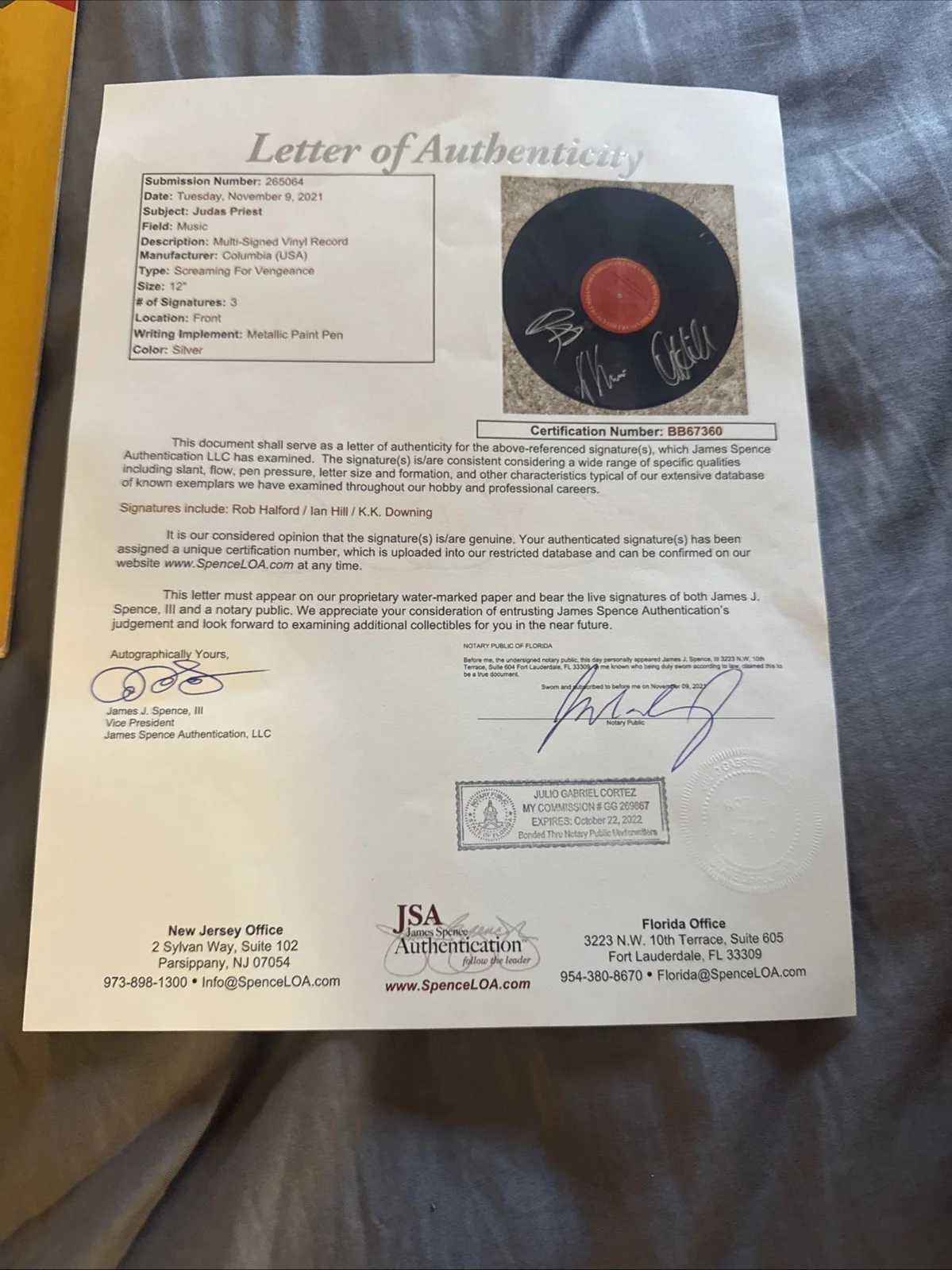 JUDAS PRIEST ROB HALFORD Ian Hill KK Downing AUTOGRAPHED SCREAMING VENGEANCE JSA, image 2