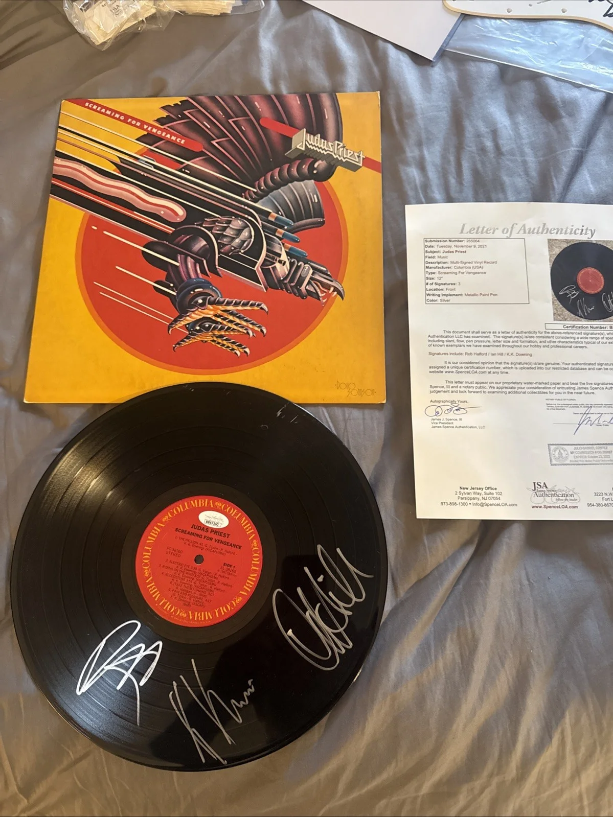 JUDAS PRIEST ROB HALFORD Ian Hill KK Downing AUTOGRAPHED SCREAMING VENGEANCE JSA, image 3