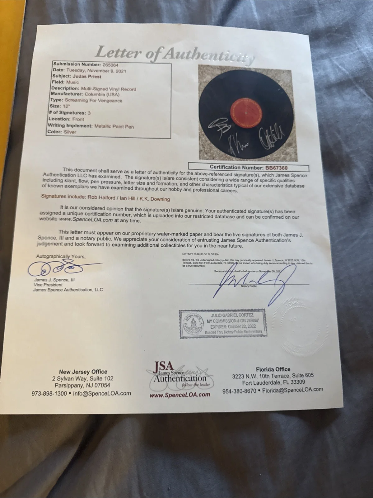 JUDAS PRIEST ROB HALFORD Ian Hill KK Downing AUTOGRAPHED SCREAMING VENGEANCE JSA, image 5