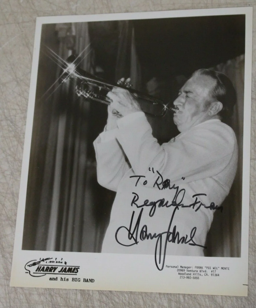 Harry James — Harry James Photo 8 x 10 Signed Autograph