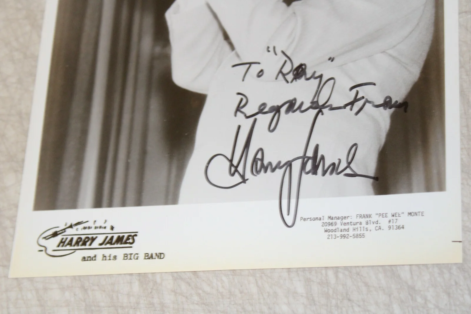 Harry James — Harry James Photo 8 x 10 Signed Autograph, image 3